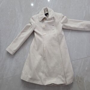 Elegant Cream Double-Breasted Coat, 2P